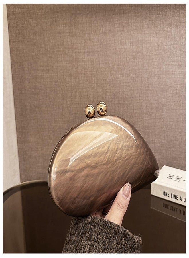 CUXVA Acrylic Shell Shaped Bag Luxury Marble Clutch Evening Purses for Women Glitter Handbag for Wedding Cocktail Party Prom - Image 2